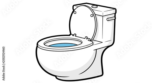 Open toilet bowl with blue water, clean bathroom fixture