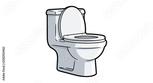 Modern White Toilet Bowl, Open Lid, Bathroom Fixture