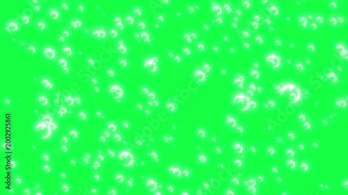 Soap bubble animation slowly falling on a green screen. Soap bubble fall on chroma key background.
