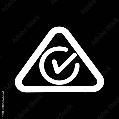 Tableau sur toile RCM Regulatory Compliance Mark White on Black Triangle Icon