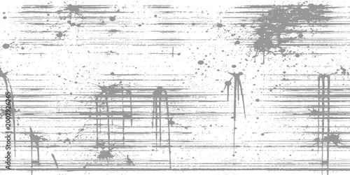 Abstract monochrome artwork, featuring textured horizontal lines and splatters, evoking a sense of raw, weathered, and dynamic artistic expression.