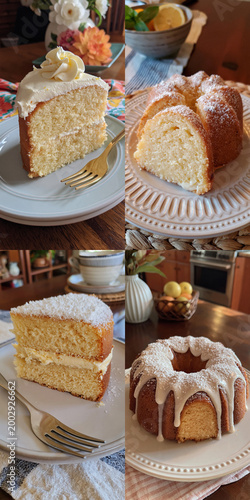 Homemade Sour Cream Cake Dessert on Rustic Table