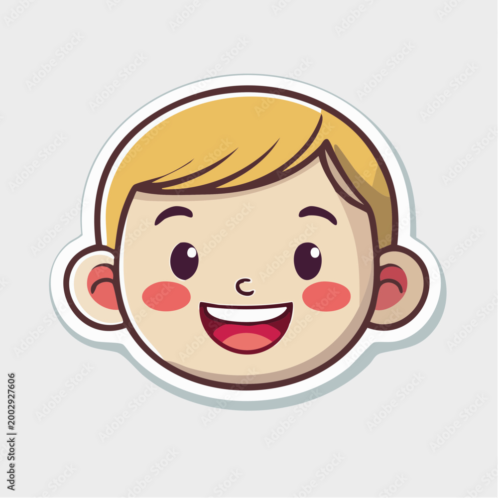 Obraz premium Happy Cartoon Boy Face Sticker