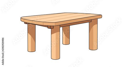 Simple wooden table, clean design, isolated on white background