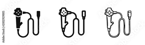 Endoscope Medical Device Icon Set for Gastroenterology and Diagnostic Procedures