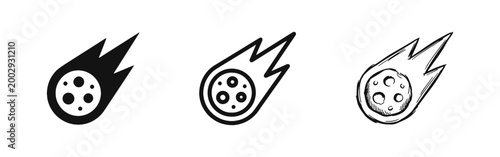 Meteor Asteroid Icon Set for Space and Astronomy Concepts