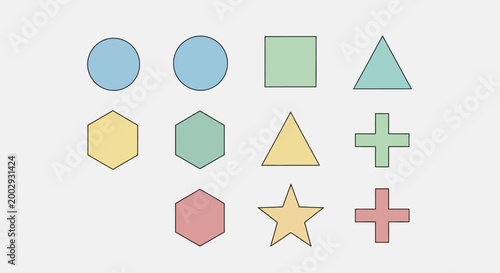 Set of Colorful Geometric Shapes and Icons on Light Background Free Download Set of Colorful Geometric Shapes and Icons on Light Background - GFXLoad