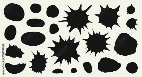 Set of Hand Drawn Ink Splatters and Grunge Paint Blots