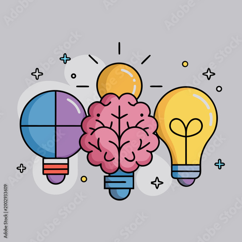 Brain inside light bulb symbolizing innovation concept