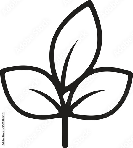 Simple black leaf icon with three leaves