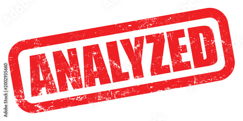A bold red rubber stamp vector with the word 'ANALYZED' prominently stamped in capital letters isolated on white background