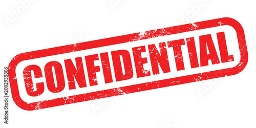 A red rubber stamp vector with the word 'CONFIDENTIAL' boldly embossed in the center isolated on white background