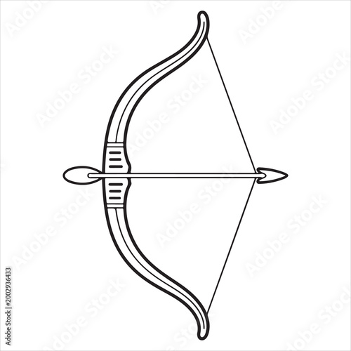 Traditional recurve bow with straight arrow