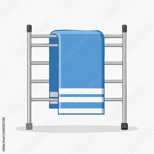 Blue Towel on a Silver Towel Rack