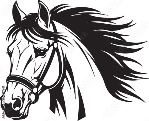 Horse Head Silhouette Isolated Animal Vector Illustration