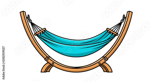 Turquoise Hammock on Wooden Stand, Relaxing Outdoor Furniture