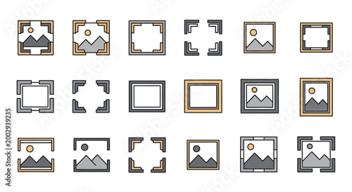 Canvastavla Set of square picture frames with varied imagery and stylistic elements