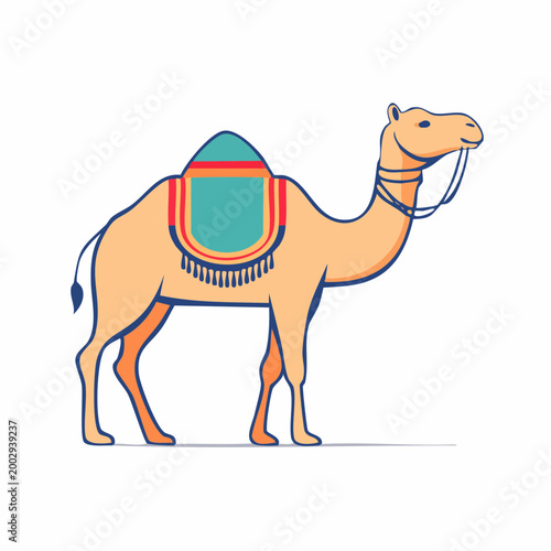 Cartoon Camel with Decorative Saddle