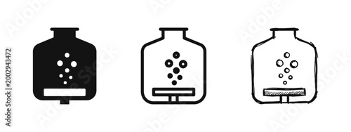 Brewery or chemical tank icon set with bubbles