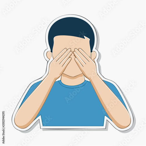 Person Covering Eyes with Hands