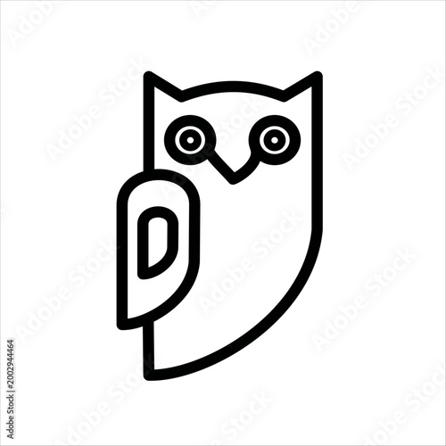 Owl bird icon. Vector graphic, not Artificial Intelligence, logo illustration. Replaceable vector design.