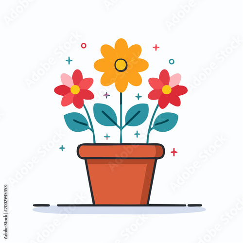 Potted Flowers Illustration