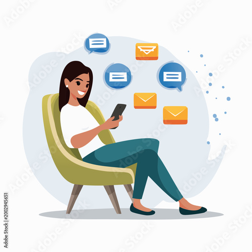 Woman Using Smartphone for Messaging and Email
