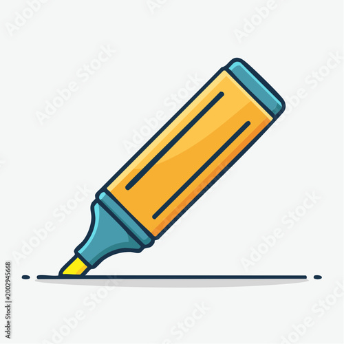 Yellow highlighter pen drawing a line
