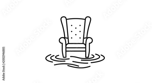 Flooded Armchair Icon: Water Damage, Home Insurance, and Property Crisis Concept
