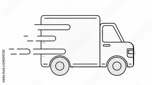 Fast delivery truck icon, outline style, vector illustration