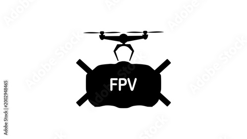 fpv pilot, black isolated vector silhouette