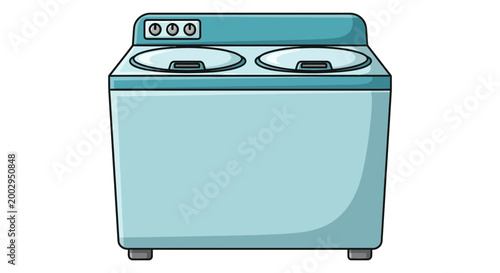 Retro Twin Tub Washing Machine Illustration