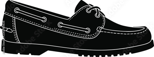 Black Silhouette of a Classic Boat Shoe.