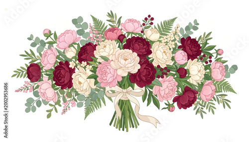 Foto Beautiful floral design of garden flowers, decorative flowers, and floral elemen