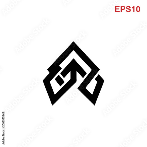 Abstract Geometric Arrow Upward Logo Design.