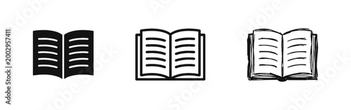Open Book Icon Set for Education Learning and Reading