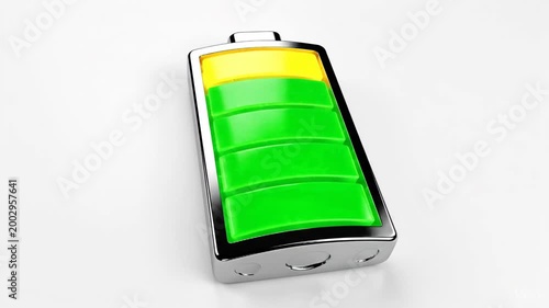 Battery level indicator shows charging progress from low to full power