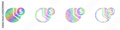 Multicolor sketch proration icon design set