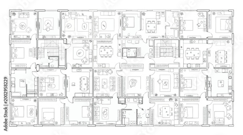 Detailed floor plan of a residential apartment building