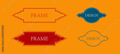 Ornate Islamic Geometric Frames and Labels Elements Collection