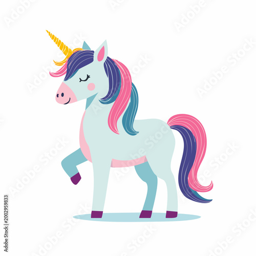 Licorne colorée en illustration cartoon