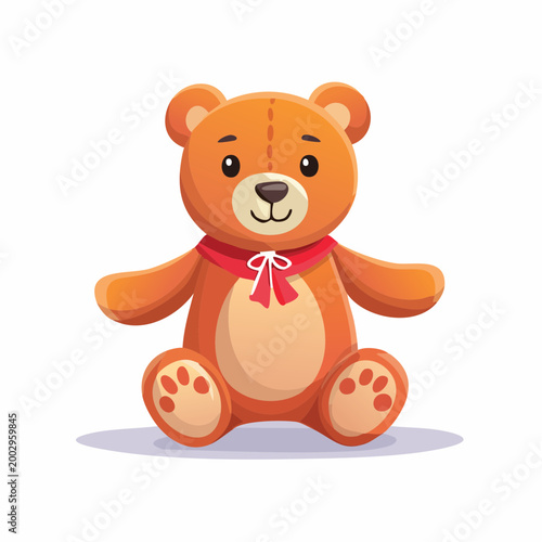 Ours en peluche cartoon, isolé sur fond blanc, adorable