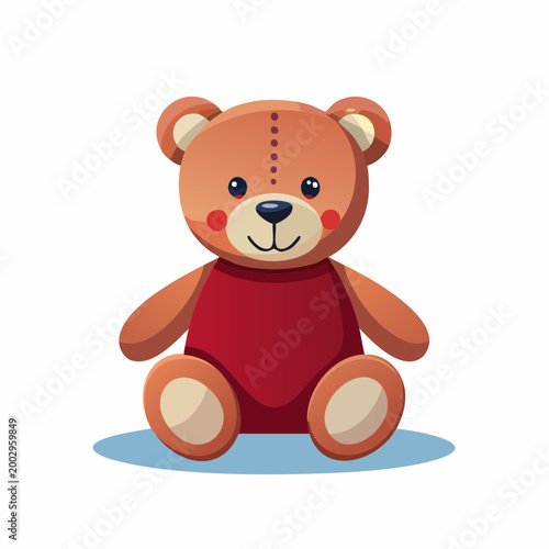 Ours en peluche cartoon, isolé sur fond blanc, adorable