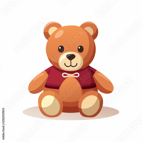 Ours en peluche cartoon, isolé sur fond blanc, adorable