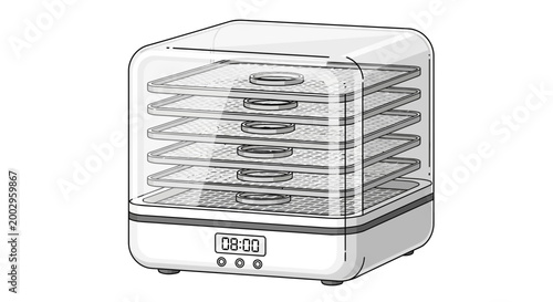 Modern Food Dehydrator Appliance with Stacked Trays and Digital Display