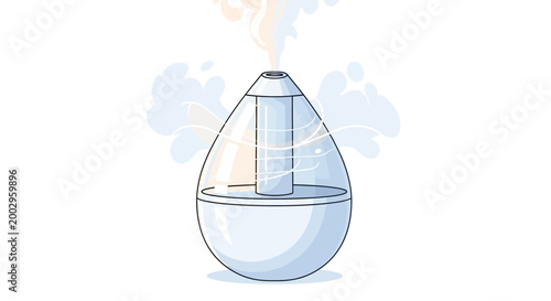 Modern essential oil diffuser releasing aromatic mist for home wellness.