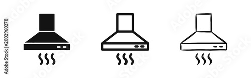 Kitchen Range Hood and Ventilation Icon Set
