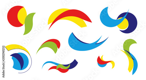 Фотография Colorful abstract shapes and swirls.