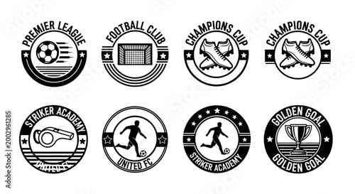 Fotografie Black and white football trophies logos.