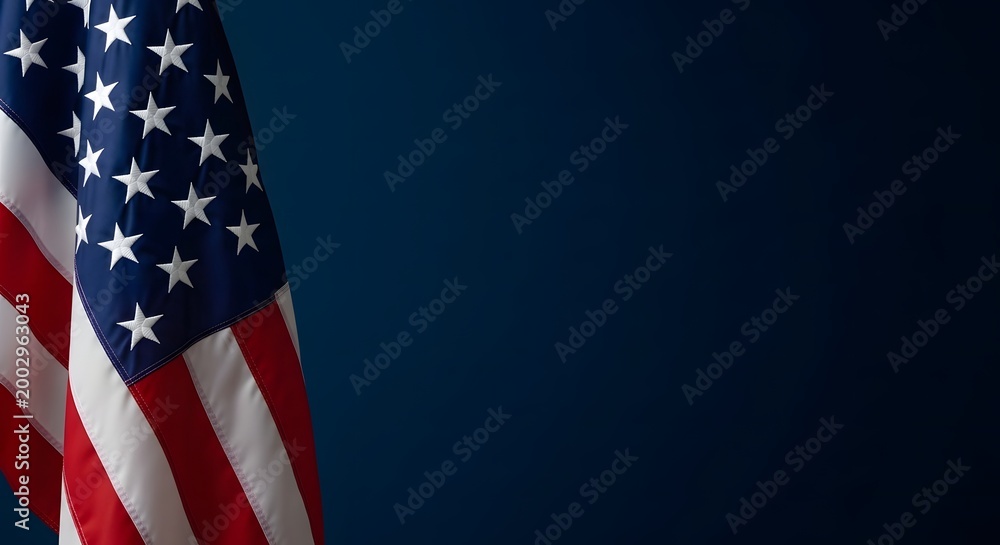 Fototapeta premium Close-up of the united states flag waving against a blue sky
